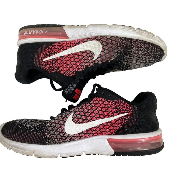 NIKE AirMax Sequent 2 Running Shoe Athletic Sneaker Black Pink Women's Size 11.5 - Picture 2 of 10